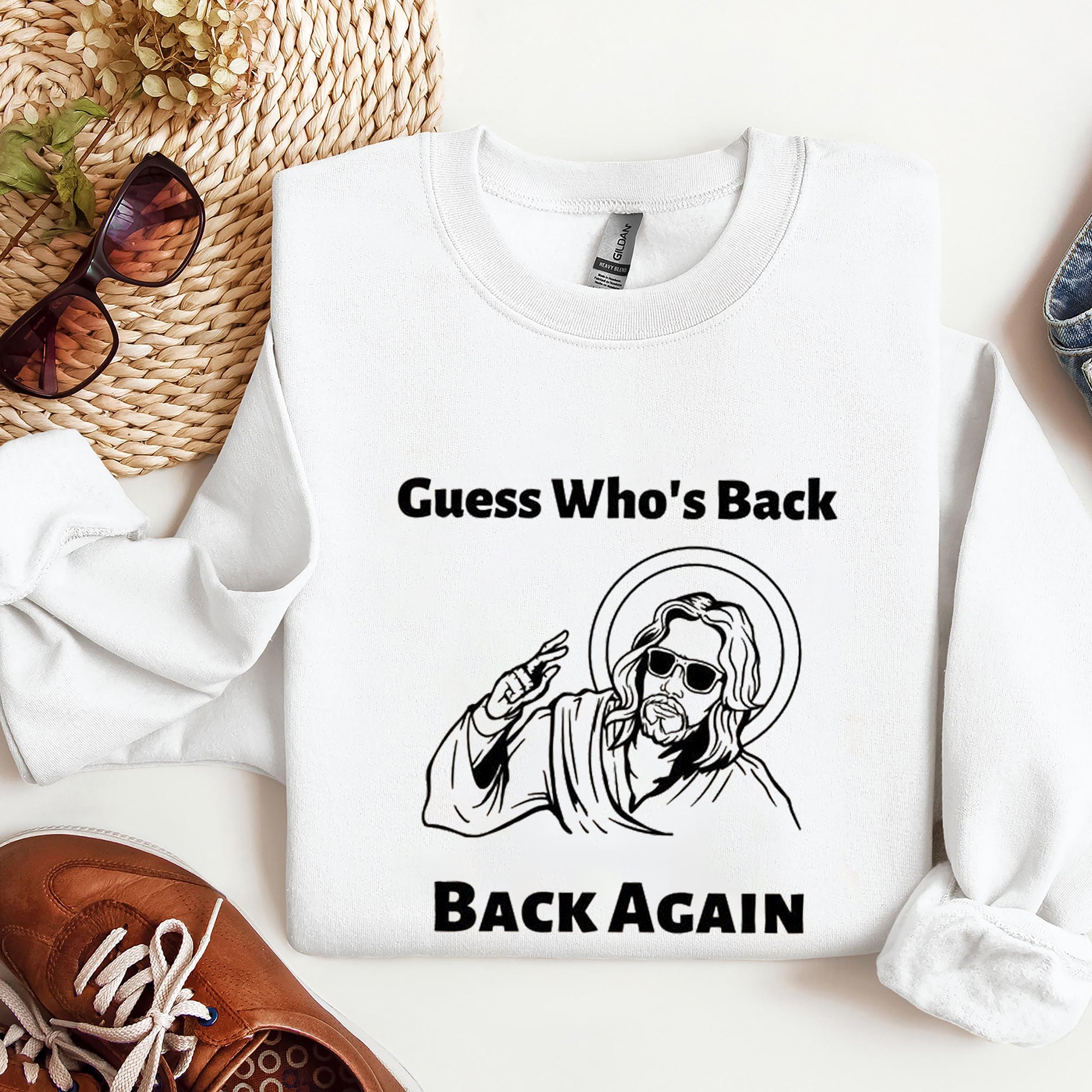 Funny Easter Jesus Shirt, Guess Who's Back Back Again T-shirt, Jesus Easter Sweatshirt, Christian Easter Gift, Easter Church Group Shirt. ILAF51